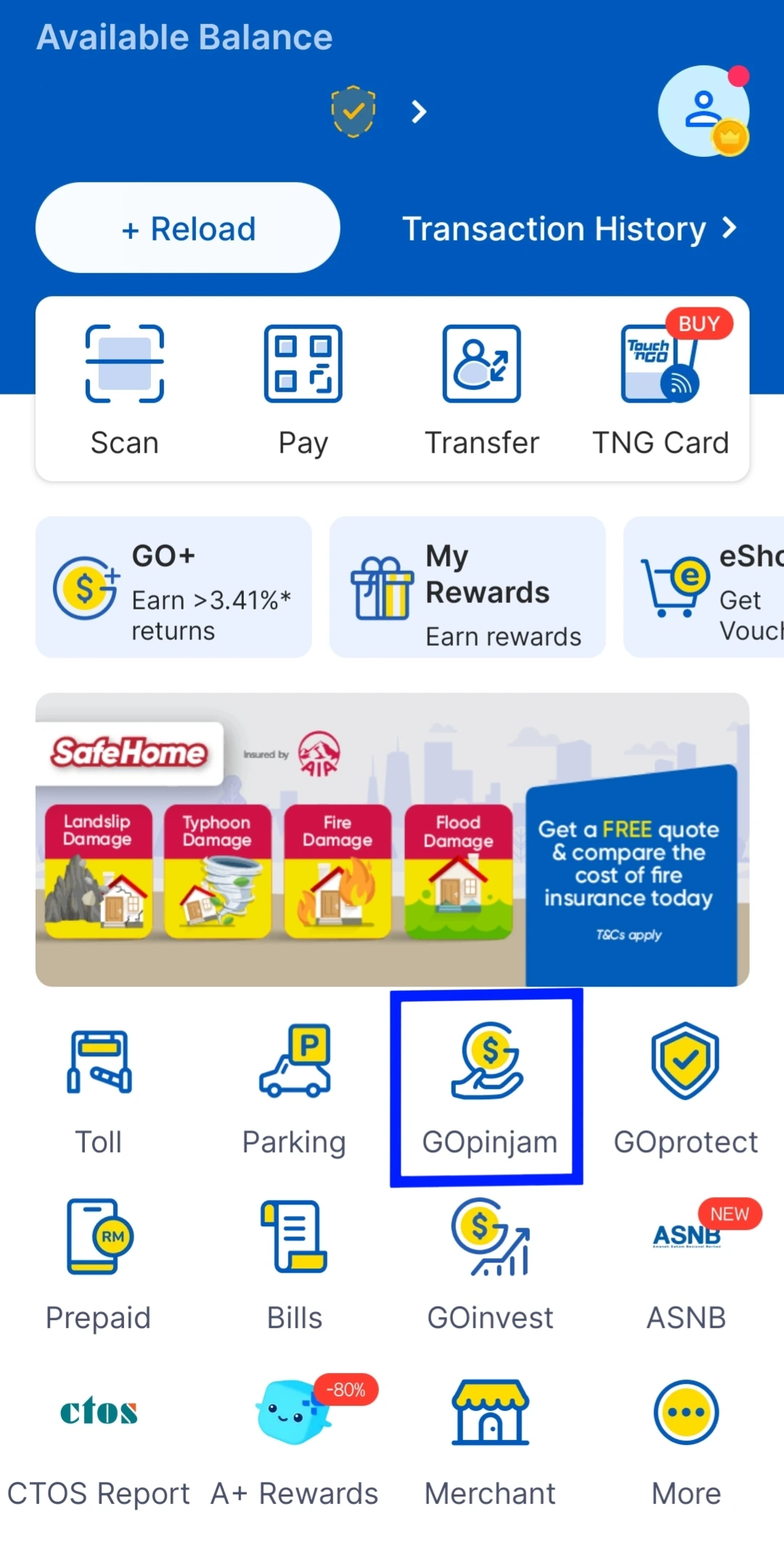 TNG ewallet 點擊 GO Pinjam